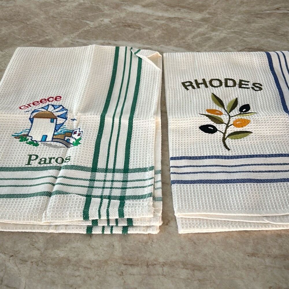 2 Tea Towels from Greece NWOT